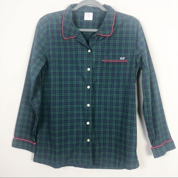 VINEYARD VINES | Plaid Pajama Top Green Blue Red Women’s Size X-Small - Picture 1 of 5